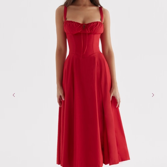 Elegant Red Midi Dress House of CB carmen Red Rose Bustier   XS plus cup - Picture 3 of 7